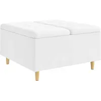 vidaXL Opslagottoman met kussen Wit 80 x 80 x 45 cm Kunstleer