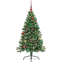 vidaXL Kunststof Voorverlichte Kerstboom met 150 LED Groen 150 cm PVC