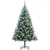 vidaXL Kunstmatige scharnierende Kerstboom met gevlochten sneeuw