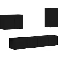 vidaXL Tv Wandkast Set 4 st Zwart Bewerkt hout