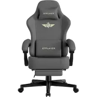 GTPLAYER - Gamingstoel Bureaustoel - Met 160° Verstelbare Rug - Grijs Kunstleer