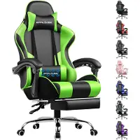GTPLAYER Gamingstoel Ergonomische met Volledige Ondersteuning voor Hoofd, Lenden en Voeten, PU-Groen