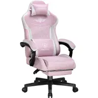 GTPLAYER - Gamingstoel Technische Stof - Met Lendensteun en Verlengde Rug - Roze