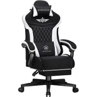 GTPLAYER - Gamingstoel Technische Stof - Met Lendensteun en Verlengde Rug - Zwart