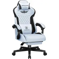 GTPLAYER - Gamingstoel Technische Stof - Met Lendensteun en 150 kg - Lichtblauw