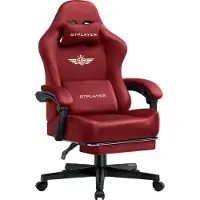 GTPLAYER Gaming stoel, ergonomische gaming fauteuil, bureaustoel, kantoel met stoffen bekleding, veren kussen, verstelbare armleuningen, met voetsteun