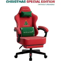 GTPLAYER - Gamingstoel met Kerstmotief - Met Voetensteun en Veerkussen - Fluweel