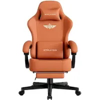 GTPLAYER - Gamingstoel Bureaustoel - Met 160° Verstelbare Rug - Oranje Kunstleer