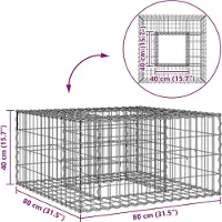 vidaXL Gabion verhoogd bed 80 x 80 x 40 cm Gegevens staal Zilver