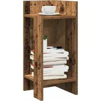 vidaXL Bijzettafels 2 st met plank 25,5x27x60 cm oud houtkleurig