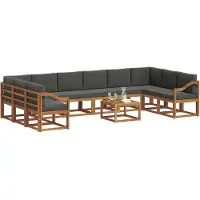 vidaXL Buiten bank set met kussen 11 pcs Natuurlijk en Antraciet