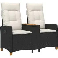 vidaXL Ligbank met Tafel Zwart en Crème Wit 126 x 65 x 112 cm
