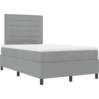 vidaXL Boxspring bed met matras met LED Lichtgrijs 120 x 190 cm Stof