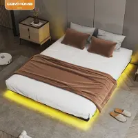 COMHOMA - Bedframe Metalen Logeerbed - Met LED en App Bediening - 90x200 cm