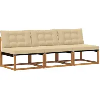 vidaXL 3 Stuk Buiten Midden Sofa Massief Acaciahout en Textilene
