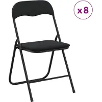 vidaXL Inklapbare stoel 8 st Fluweel Zwart 48 x 44 x 78 cm