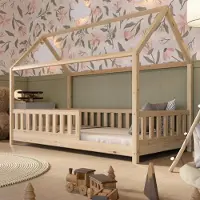 Crazy Pine kinderbed 190x100 cm – Kinderbed van natuurlijk hout – Montessori vloerbed met verstelbare poten - Crazy Blanco