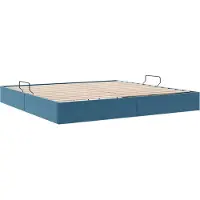 vidaXL Ottoman Bedframe met opslag Donkerblauw 200 x 200 cm Fluweel