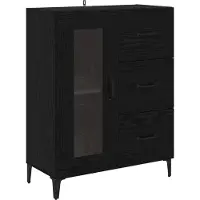 vidaXL Dressoir met lade Zwart Eiken 69,5 x 34 x 90 cm