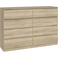 VBChome Kommode met 8 laden, 140 x 40 x 97 cm, eikenhout Sonoma. Ladekast zonder handgrepen, multifunctionele kast voor hal, slaapkamer, woonkamer, kinderkamer. Modern design