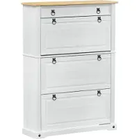 vidaXL Schoenenkast Corona Wit 99 x 32 x 138 cm Massief grenenhout
