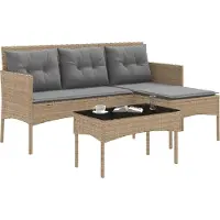 vidaXL Tuinbank Set 2 st poly rattan