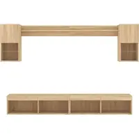 vidaXL 6-delige Tv-wandmeubelset met LED bewerkt hout sonoma eiken