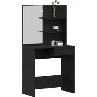 vidaXL Schminktafel met plank, zwart, eikenlook, 74,5 x 40 x 141 cm