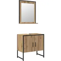 vidaXL Badkamermeubel Set 2 st Bruin 60 x 33 x 60 cm Bewerkt hout