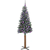 vidaXL Slanke Kerstboom Groen 180 cm PVC en massief dennenhout