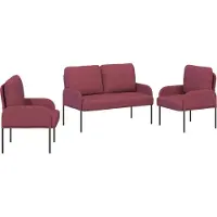 vidaXL Sofa-Sets 3 st Wijnrood Multiplex