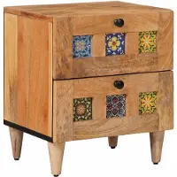 vidaXL Nachtkastje Naturel 40 x 33,5 x 46 cm Massief Mango Hout