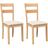 vidaXL Eetkamerstoelen met kussens 2 st massief hout naturel rubber
