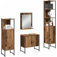 vidaXL Badkamermeubel Set 4 pcs Bruin 33 x 33 x 185,5 cm Bewerkt hout