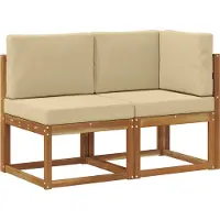 vidaXL Outdoor Midden- en Hoekbank 2 Stuk Natuurlijk en Beige