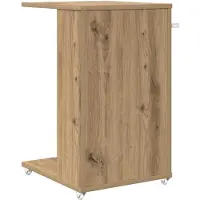 vidaXL Bijzettafel met wiel Artisan Eiken 40 x 35 x 60 cm Bewerkt hout