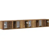 vidaXL TV Wandkast 2 st Oud Hout Bewerkt hout