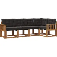 vidaXL Buiten bank set 5 st Natuurlijk en zwart