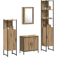 vidaXL Badkamermeubel Set 4 st Bruin 33 x 33 x 185,5 cm Bewerkt hout