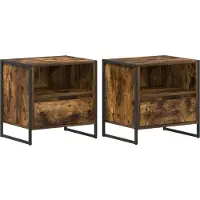 vidaXL Nachtkastje 2 st Rook Eik 50 x 39,5 x 50 cm Bewerkt hout