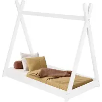 Springos Kinderlit tipi met lattenbodem, van massief hout 70 x 140 x 130 cm