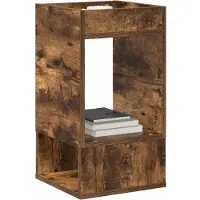 vidaXL Bijzettafel 2 st Rook Eiken 30 x 30 x 56 cm Bewerkt hout
