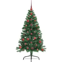 vidaXL Kunststof Voorverlichte Kerstboom met 150 LED Groen 120 cm PVC
