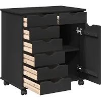 vidaXL Rollende kast 63,5 x 39 x 65,5 cm Massief vurenhout Zwart