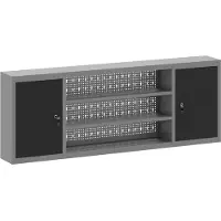 vidaXL Gereedschapskast met plank Zwart en Grijs 150 x 20 x 55 cm