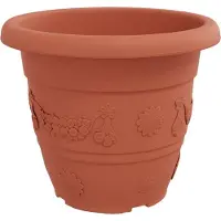 vidaXL Ronde Bloempot 6 st Baksteenrood Ø 39 x 32 cm Kunststof