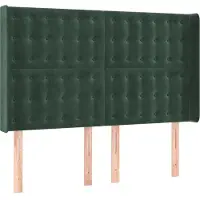 vidaXL Hoofdbord met randen 183x16x118/128 cm fluweel donkergroen