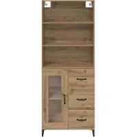 vidaXL Highboard Artisan Eiken 69,5 x 34 x 180 cm Bewerkt hout