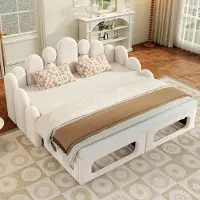 MODFU – Slaapbank – 2-in-1 met Dierenbed – 180x200 cm – Fluweel – Beige
