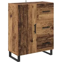 vidaXL Highboard 2 pcs Oudhout 69,5 x 34 x 180 cm Bewerkt hout en glas